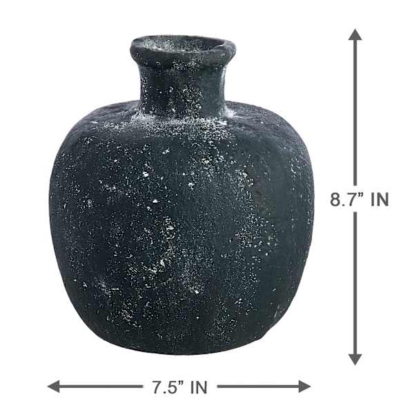 Black Cement Vase, 9"