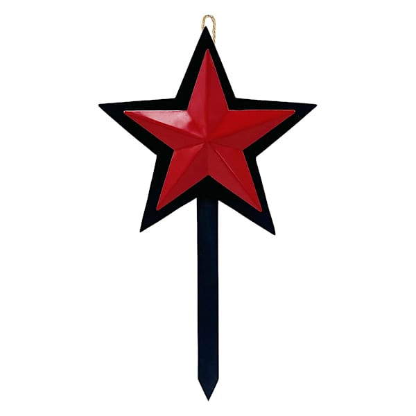 Patriotic Blue & Red Star Yard Stake, 14"