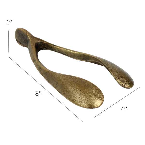 Vintage Brass Finish Metal Wishbone Figurine, 8"