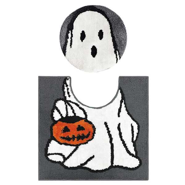 Happy Haunting Ghost Contour Bath Rug Set, 19.5x24/20"