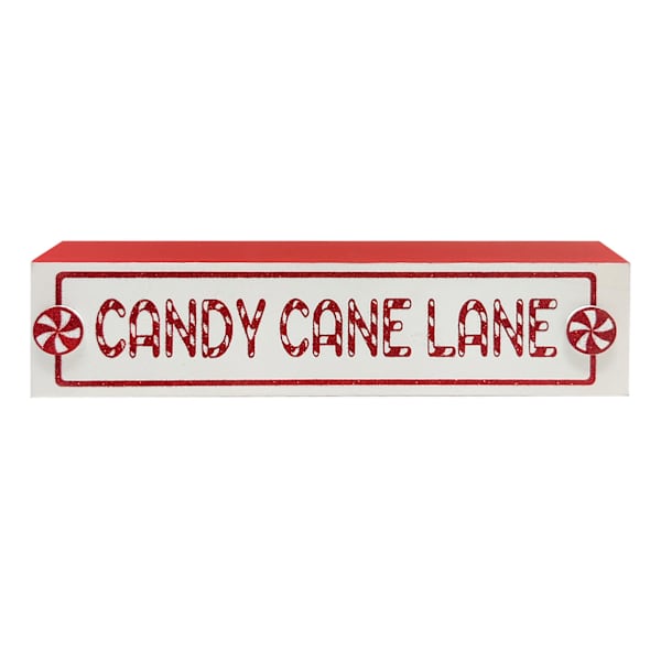 Candy Cane Block Table Decor, 2.8"