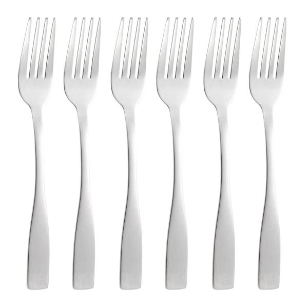 Set of 6 Percy Satin Silver Salad Forks