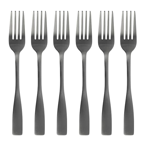 Set of 6 Percy Satin Black Salad Forks