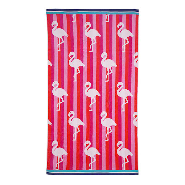 Pink Flamingo Jacquard Velour Beach Towel, 40x72
