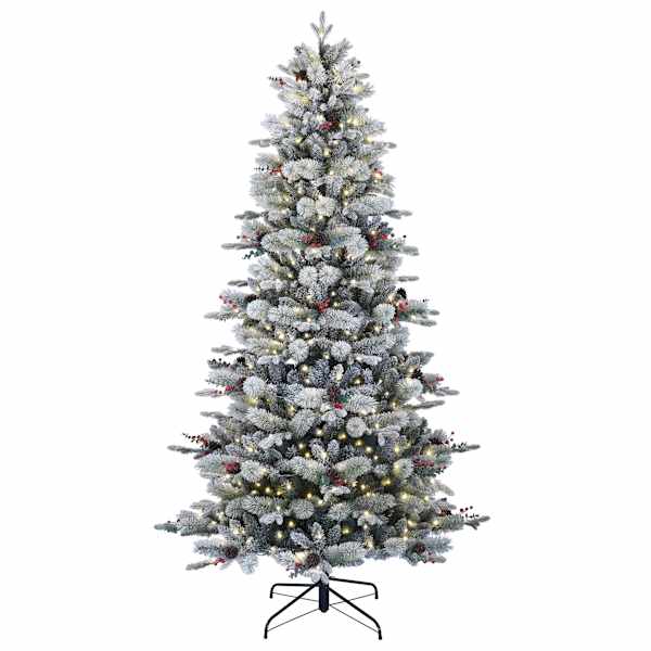 (B16) Pre-Lit Frosted Aspen Pine Christmas Tree, 7.5'