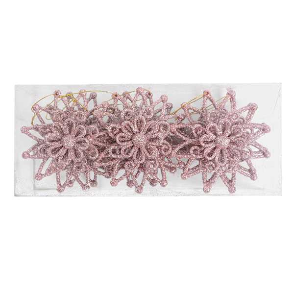 6-Count Pink Glitter Star Ornaments, 4"