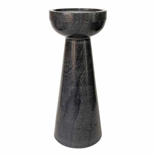 Black Marble Pillar Candle Holder, 9.5"