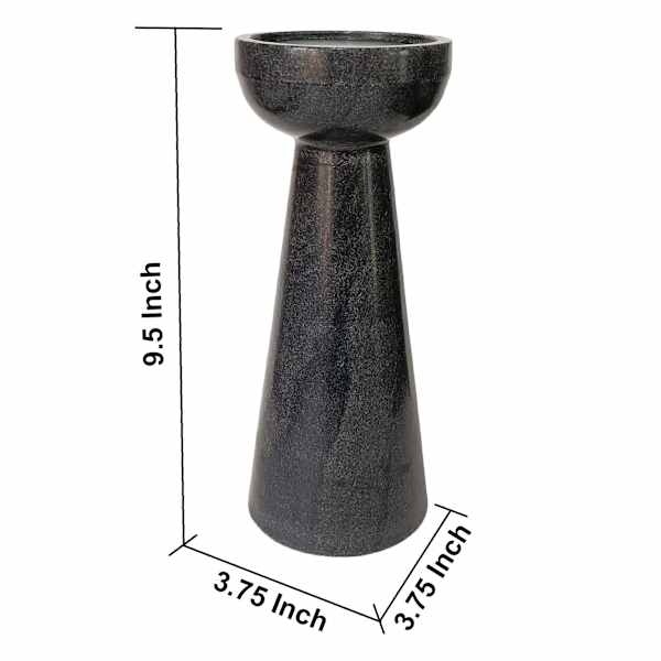 Black Marble Pillar Candle Holder, 9.5"