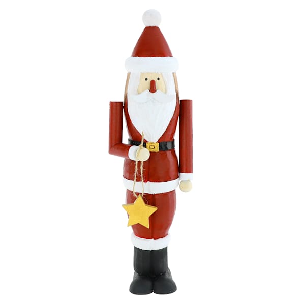 Homespun Red Handcrafted Wood Santa with Star, 16"