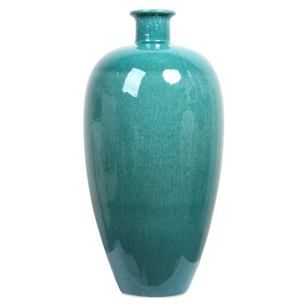 Teal Textured Ceramic Floor Vase, 26"