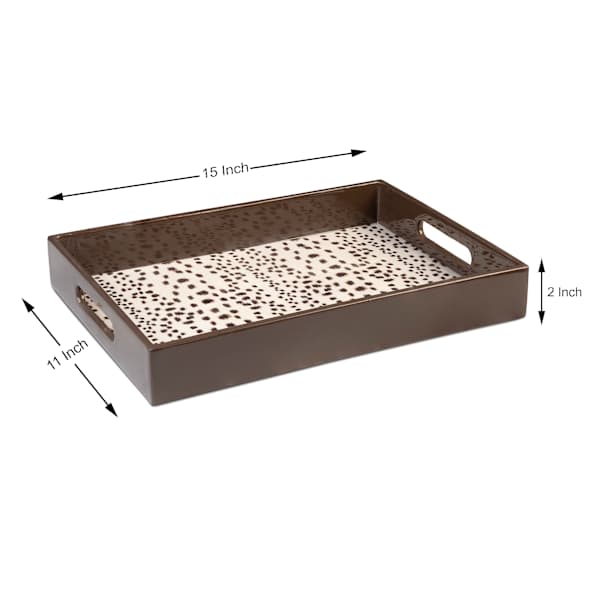 Brown Fawn Lacquer Tray, 15x11