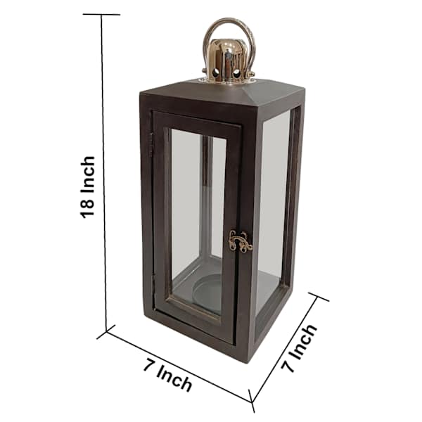 Cole Black Wooden Lantern, 18"