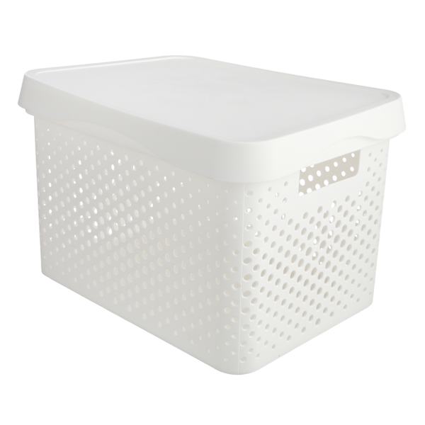 REAL SIMPLE White Storage Bin with Lid, Large