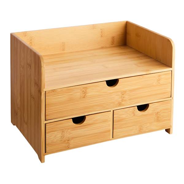 REAL SIMPLE 3-Drawer Bamboo Cosmetic Organizer with Top Tray