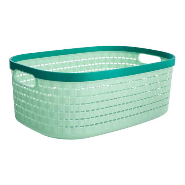 REAL SIMPLE Green Rattan Storage Basket, Large