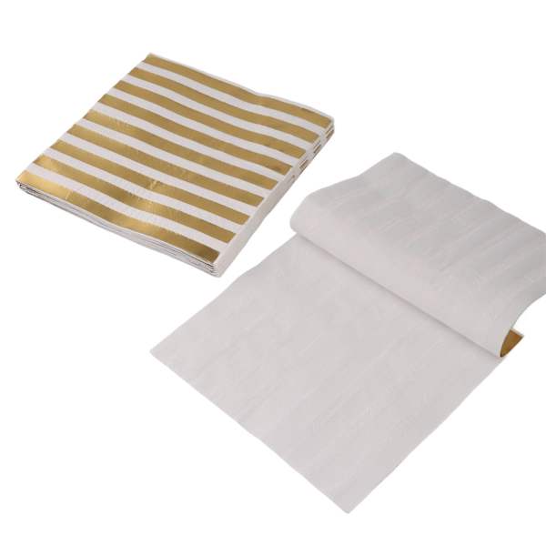 20-Count Gold & White Striped Napkins, 6.5"