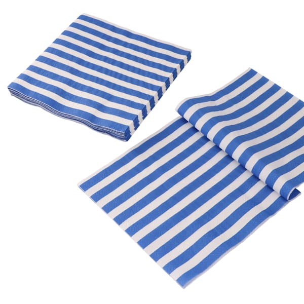 20-Count Blue & White Striped Napkins, 6.5"