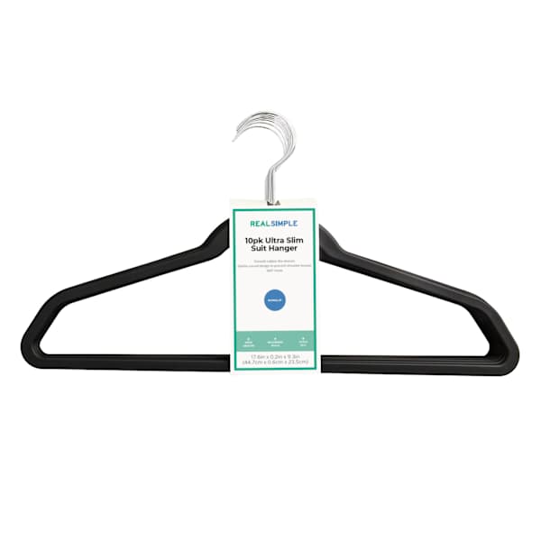 REAL SIMPLE 10-Pack Matte Non-Slip Suit Hanger, Black