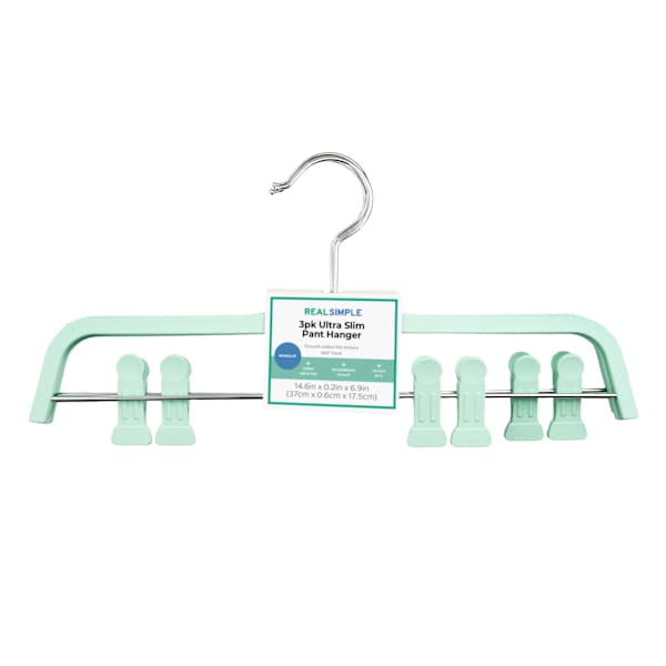 REAL SIMPLE 3-Pack Matte Skirt & Pant Hanger, Light Green