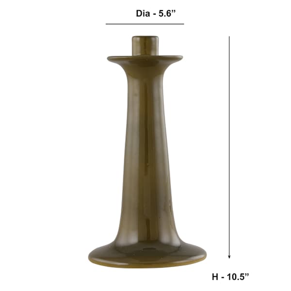 Olive Green Ceramic Taper Candle Holder, 10.5"