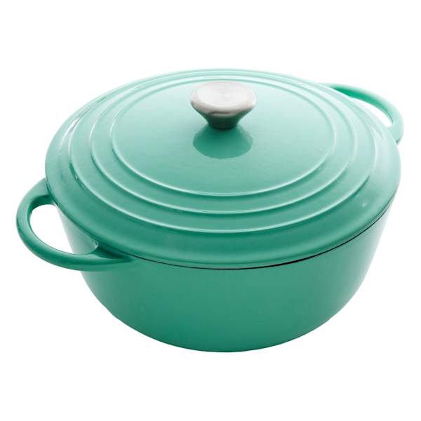 REAL SIMPLE Green Enameled Cast Iron Dutch Oven, 5qt