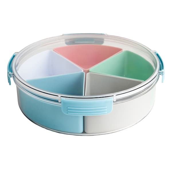REAL SIMPLE 5-Piece Multicolor Round Locking Snackle Box