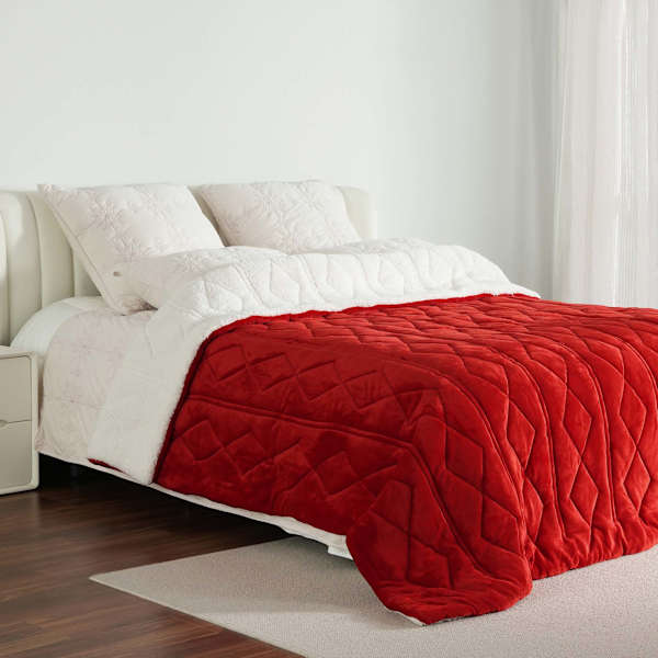 Red Sherpa Comforter, King