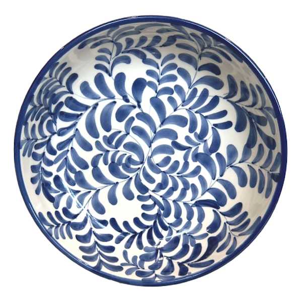 Tenerife Blue & White Hand Painted Pasta Bowl, 9"