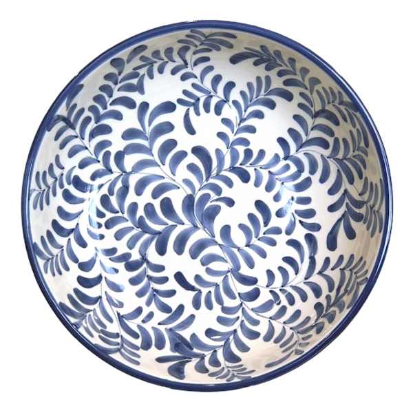 Tenerife Blue & White Hand Painted Serving Bowl, 12"