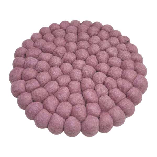 Pink Round Felt Pom Pom Trivet, 8"