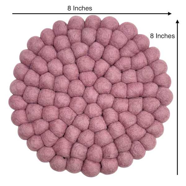 Pink Round Felt Pom Pom Trivet, 8"