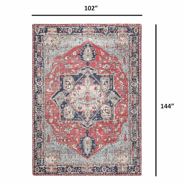 (D473) Fenix Red Medallion Area Rug, 9x12