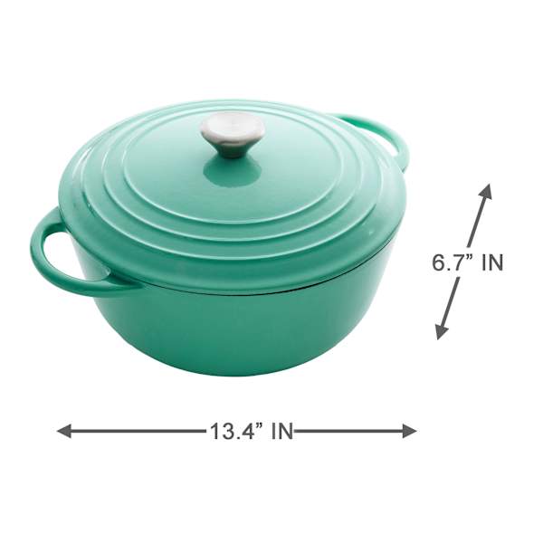 REAL SIMPLE Green Enameled Cast Iron Dutch Oven, 5qt