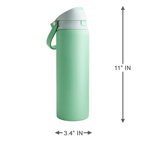 REAL SIMPLE Green Stainless Steel Dual Flip Straw Lid Water Bottle, 32oz