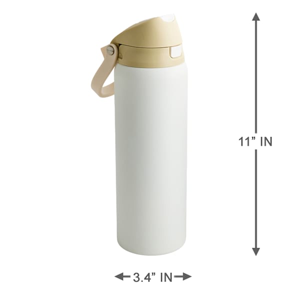 REAL SIMPLE White Stainless Steel Dual Flip Straw Lid Water Bottle, 32oz