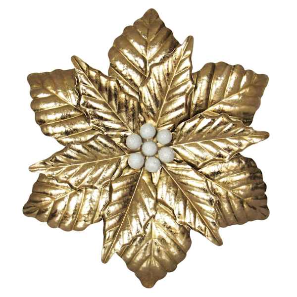 Gold Metal Poinsettia Wall Decor, 18"
