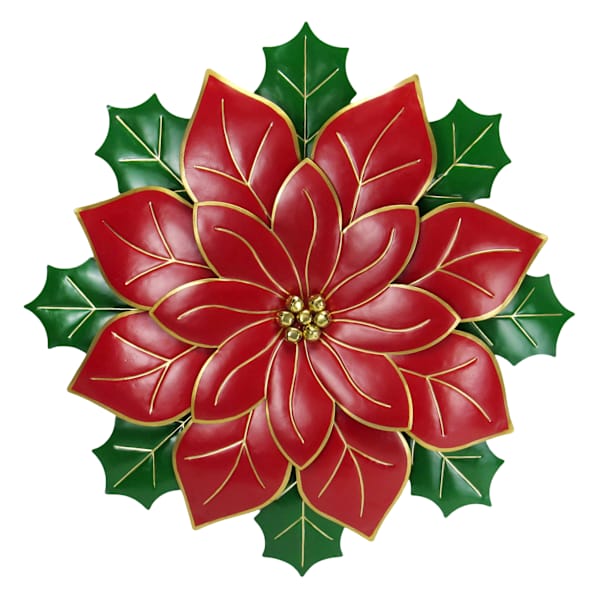 Metal Poinsettia Wall Decor, 24"
