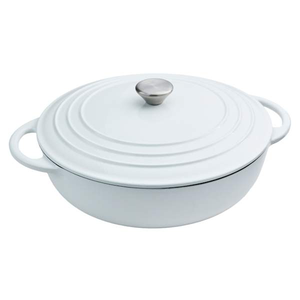 REAL SIMPLE White Enameled Cast Iron Braiser, 5qt