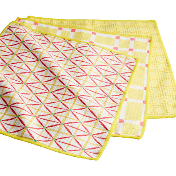 REAL SIMPLE Set of 3 Yellow Waffle Dish Cloths