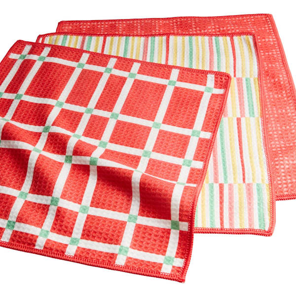 REAL SIMPLE Set of 3 Pink Waffle Dish Cloths