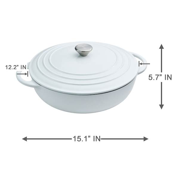 REAL SIMPLE White Enameled Cast Iron Braiser, 5qt