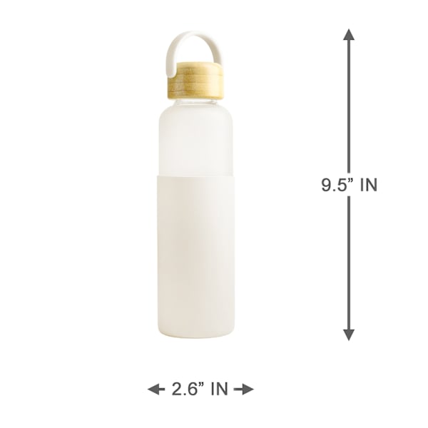 REAL SIMPLE White Glass Silicone Sleeve Bottle with Ring Top Carrier, 18oz