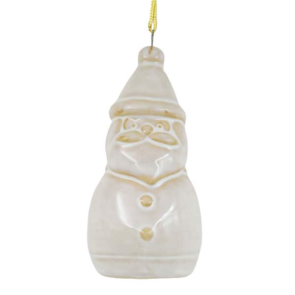 Homespun Natural Ceramic Santa Ornament, 4"