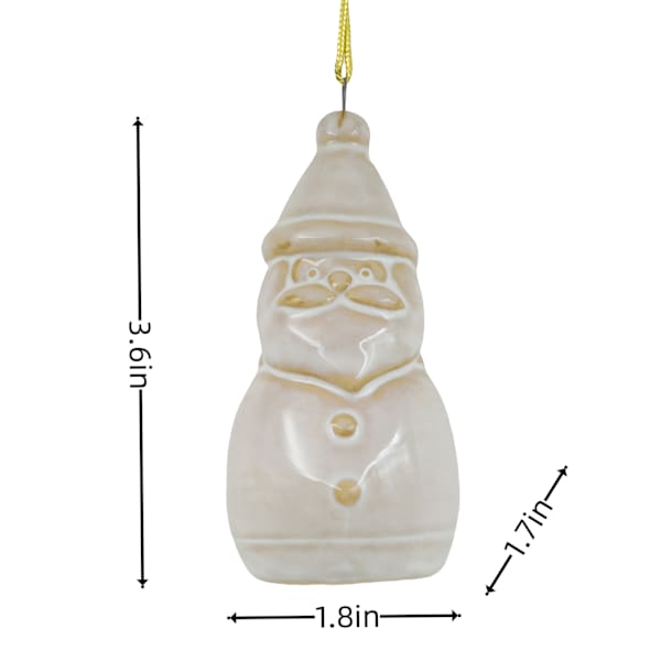 Homespun Natural Ceramic Santa Ornament, 4"