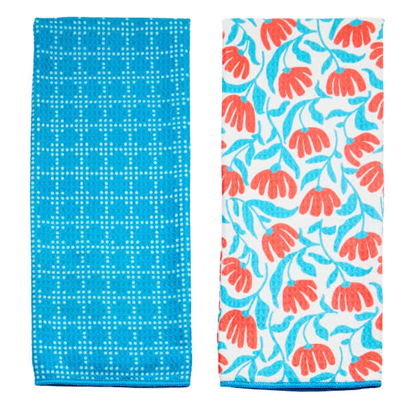 REAL SIMPLE Set of 2 Blue Waffle Kitchen Towels