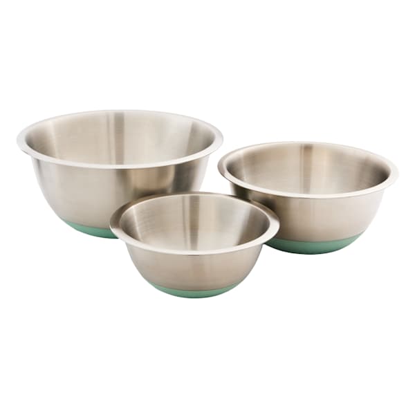 REAL SIMPLE 3-Piece Green Mixing Bowls with Non-Slip Bottom