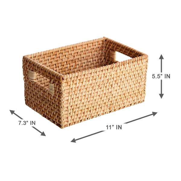 REAL SIMPLE Rectangle Rattan Storage Basket, Small