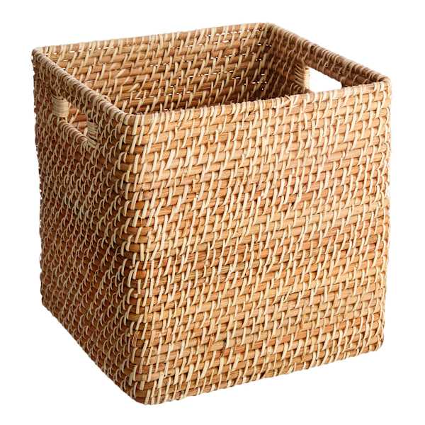 REAL SIMPLE Rattan Modular Storage Cube, 13"