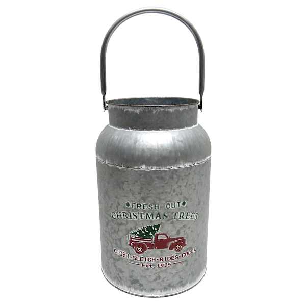 Homespun Holiday Small Metal Milk Can, 8"