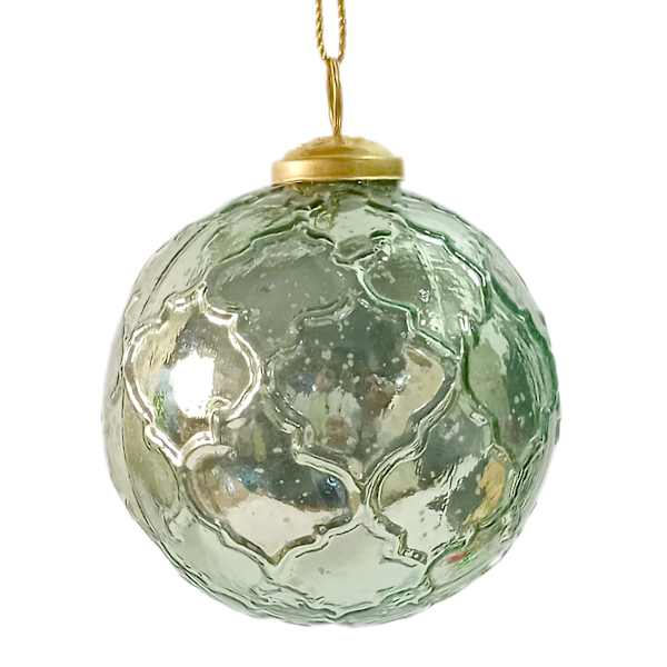 Turquoise Embossed Mercury Glass Ornaments, 4"